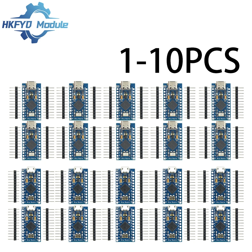 1-10 Uds Pro Micro ATmega32U4 5V 16MHz Chip Original reemplazar ATmega328 para Arduino Pro Mini con cabezal de 2 filas de pines para UNO R3
