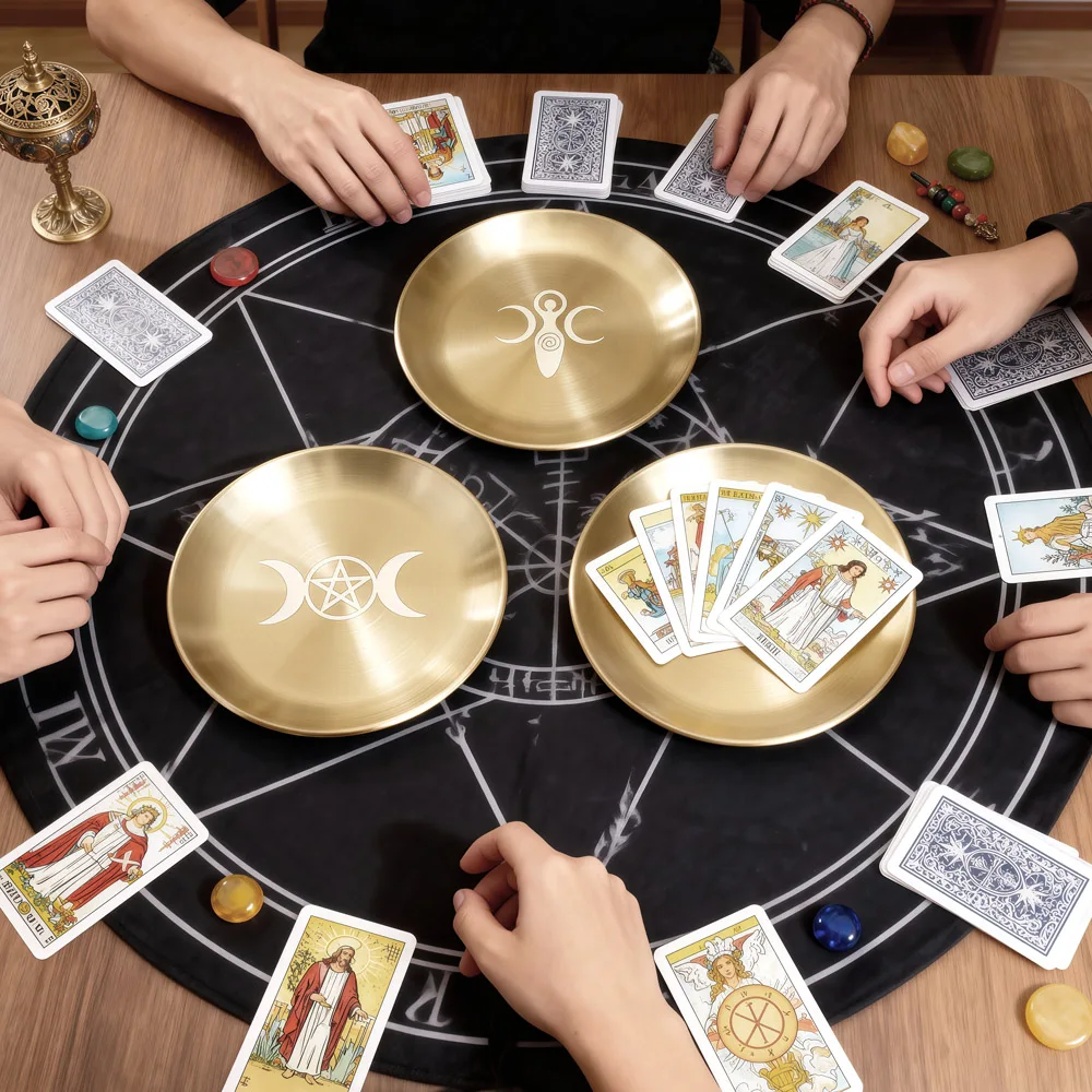 

Pentagram Altar Trays with Candle Holder and Incense Burner | Ritual Smudging Plate | Pagan Witchcraft Home Decor Accessories