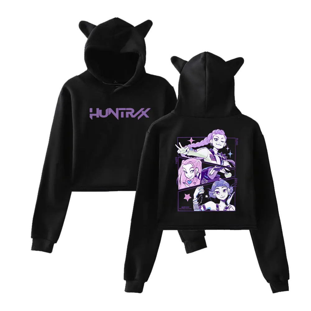 

KPop Demon Hunters 2025 Merch Hoodies Sweatshirt for Girls Cat Ear Crop Pullover Casual Clothes