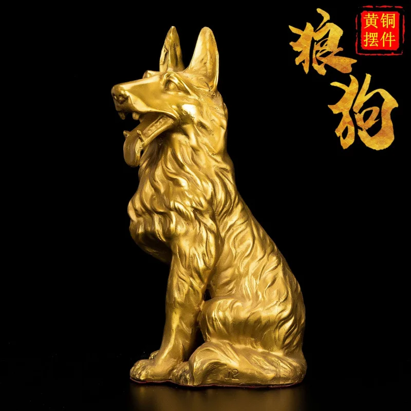 

Solid Brass Wolf Dog Ornament Twelve Zodiac Dog Copper Dog Large Wolf Dog Home Living Room Gift Decoration