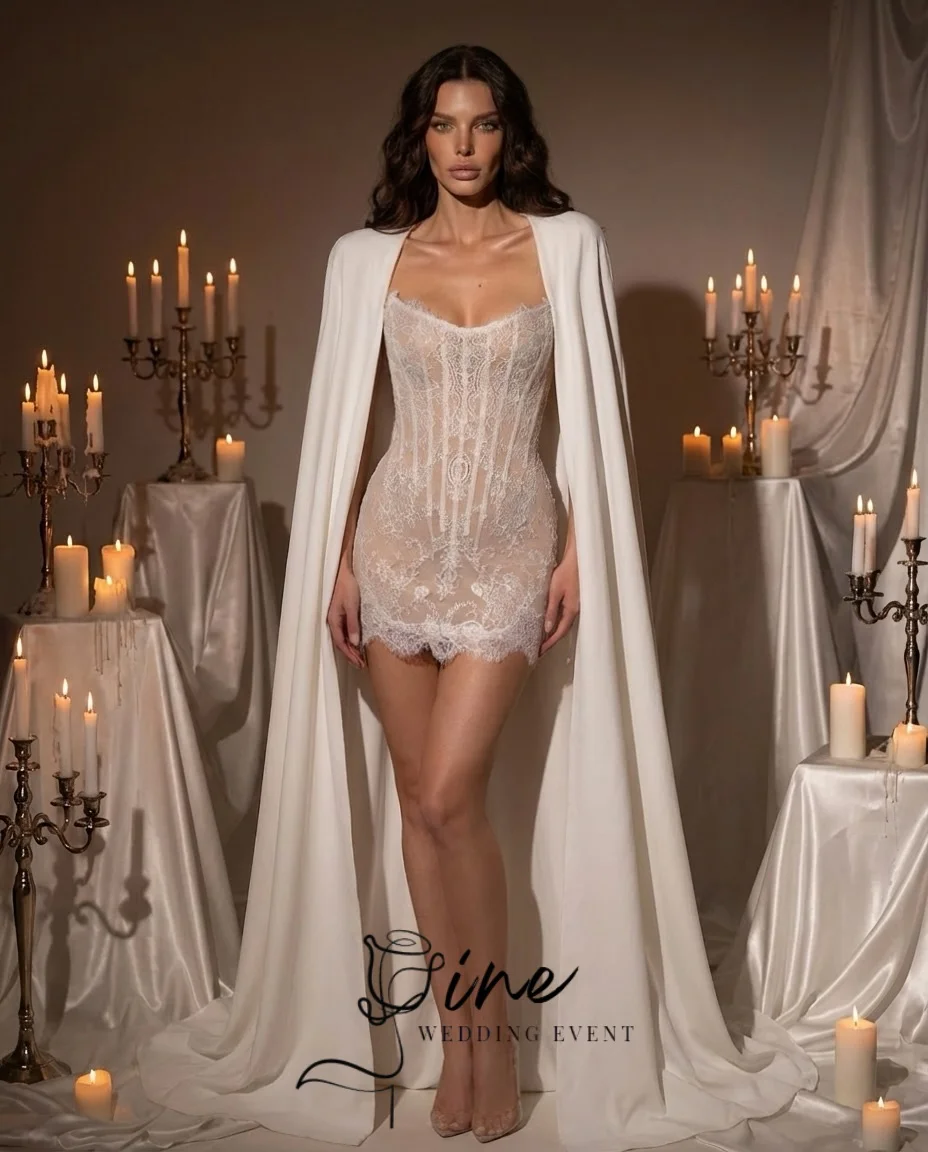 Oine 2026 Short Wedding Dresses Delicate lace Sleeveless Customized Sexy Sheath Wedding Party Bridal Dress Vestidos De Novia
