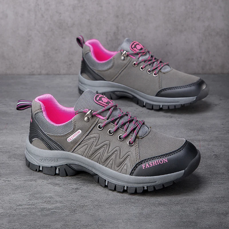 Zapatos de Montañismo para mujer, zapatillas antideslizantes para caminar, calzado deportivo sencillo y cómodo para correr, turismo al por mayor,