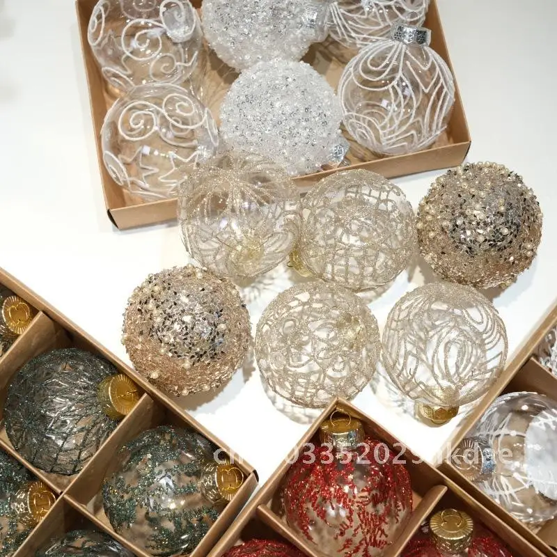 

Christmas 8cm large transparent sequins Christmas ball Christmas tree atmosphere decoration diy hanging ball ornaments