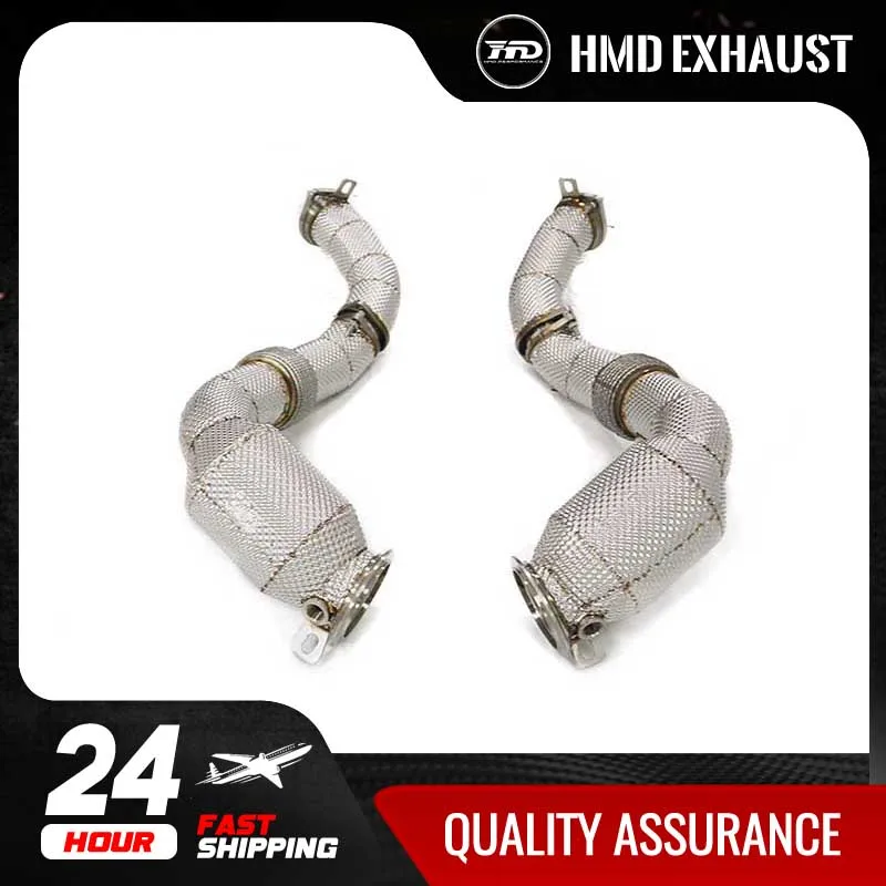 HMD Exhaust System High Flow Performance Downpipe for BMW X5M X6M F95 F96 LCI S68 Engine 4.4T 2024+ With Heat Shield Pipe