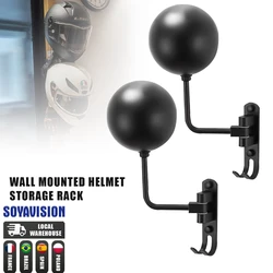 2024 Motorcycle Helmet Holder Wall Mount Rotable Multipurpose Helmet Hanger with Hooks Steel Helmet Stand Rack Storage for Coats