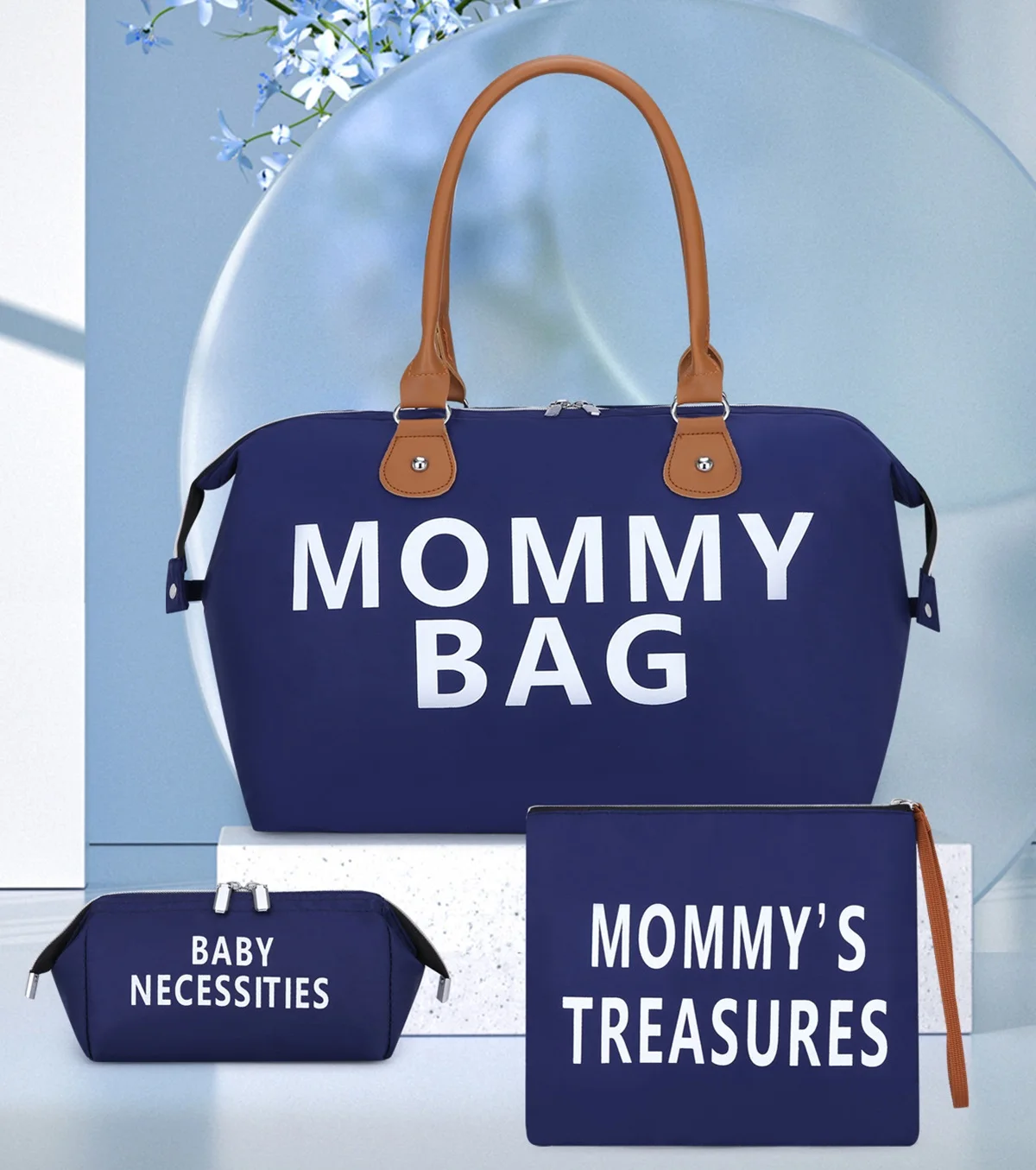 3pcs Baby Diaper Bag Set Maternity Shoulder Bag Handbag Nappy Storage Organizer Large Capacity Mom Hand Totes Mummy Stroller Bag - Image 3