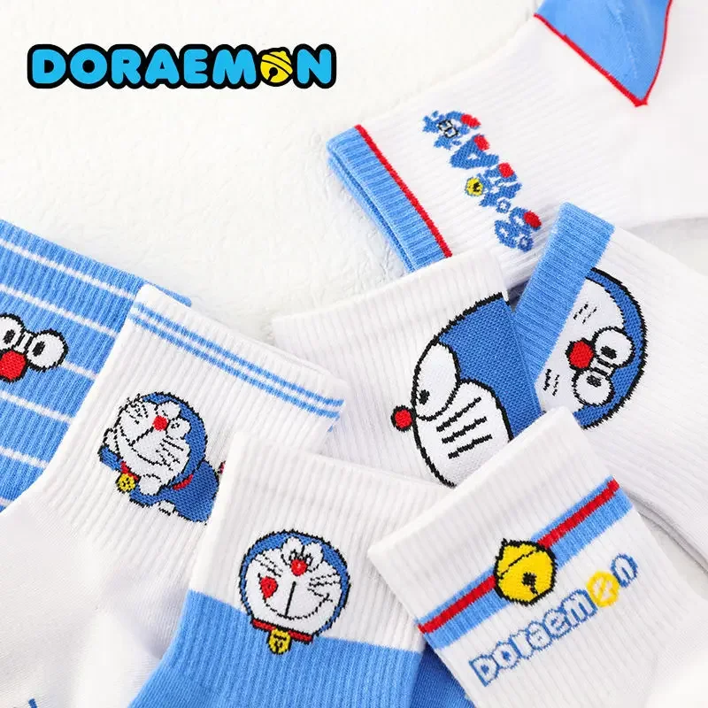 Doraemon Socks Women's Mid-barrel Ins Tide Versatile Japanese Cute College Style Autumn and Winter New Sports Stockings