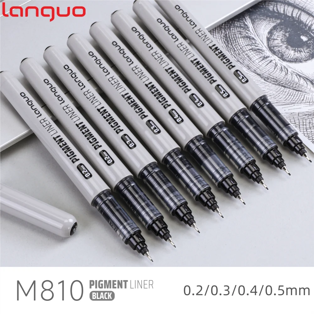 Languo Black Pigment Liner Gel Pens 0.2/0.3/0.4/0.5mm Nib Si