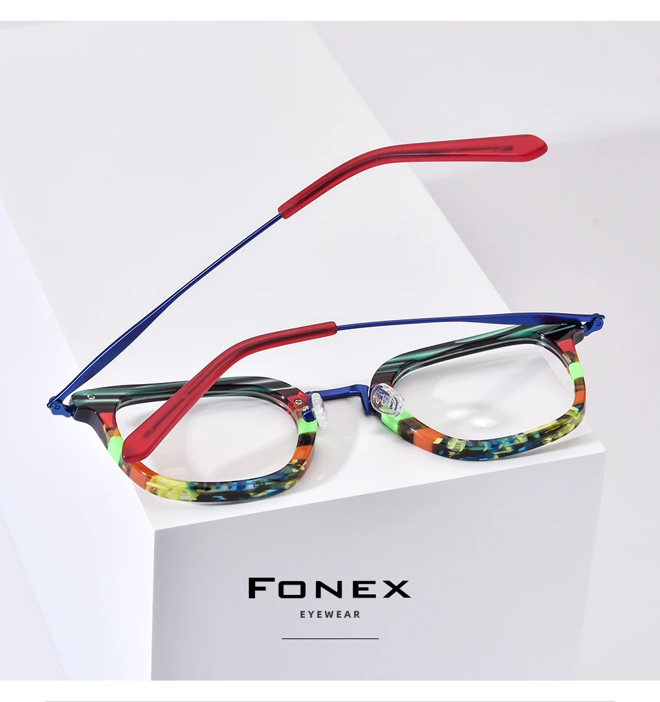 FONEX Acetat Titan Brille Rahmen Frauen Neue Marke Design Vintage Retro Runde Brillen Männer Japanische Brillen Brillen 85891 – Detail 19