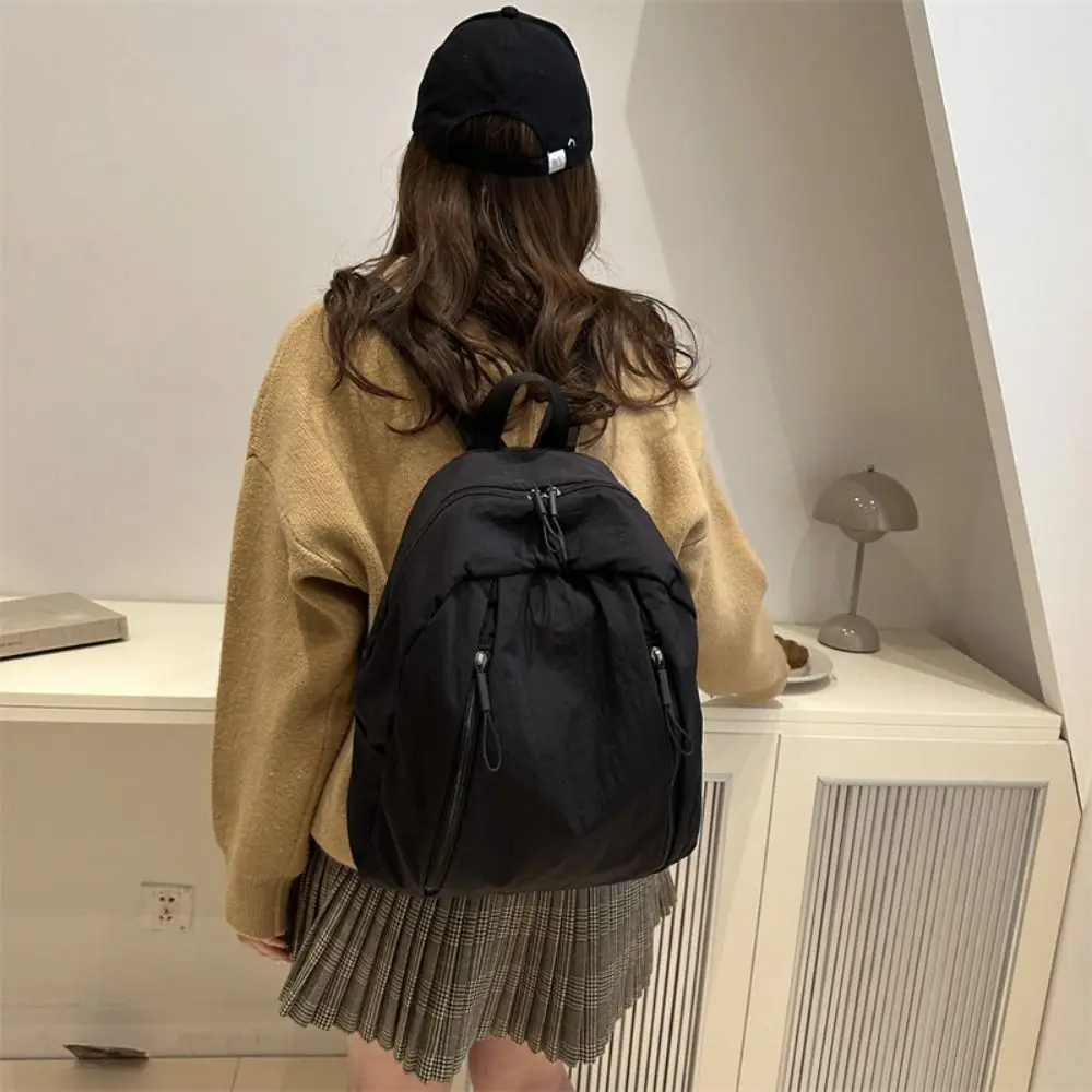 Fashion Nylon Travel Backpack Lightweight Large Capacity Teens Backpack Simple Korean Student Schoolbag for Boys Girls