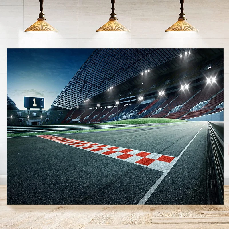 Photography Backdrop Racing Track Backdrop Motorsport Finish Line Race Racing Car Background Auto Moto Racing Circuit Banner