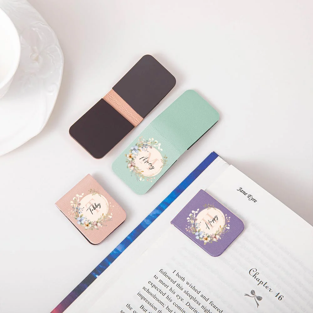 1 szt. Zakładka do książki z lustrem i wiankiem, Personalizowana skórzana zakładka do książki z lustrem i wiankiem, Personalizowana zakładka magnetyczna
