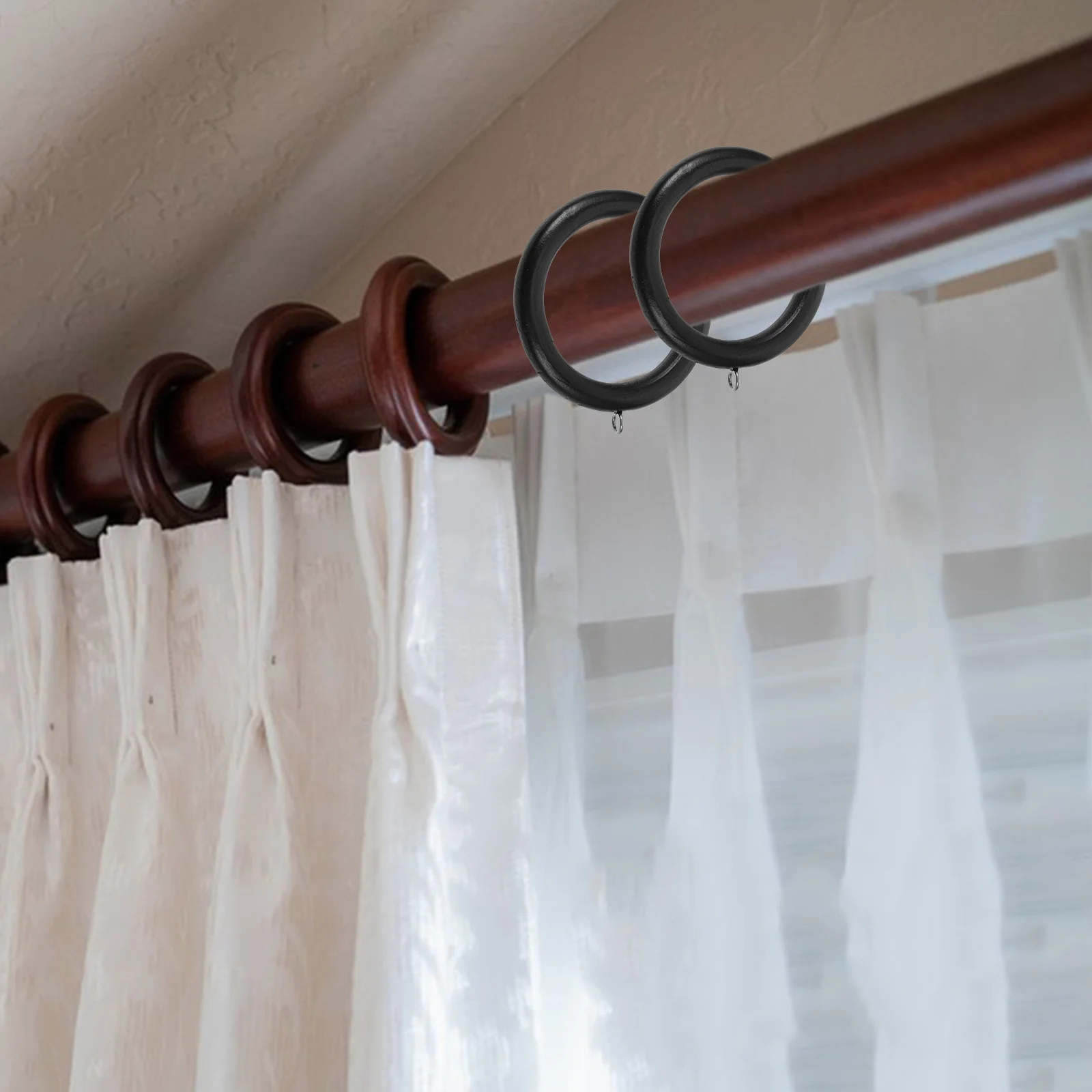 

6Pcs Wooden Curtain Rings Functional Aesthetic Appeal Easy to Install Home Decor Curtain Rings Wooden Ring Hook