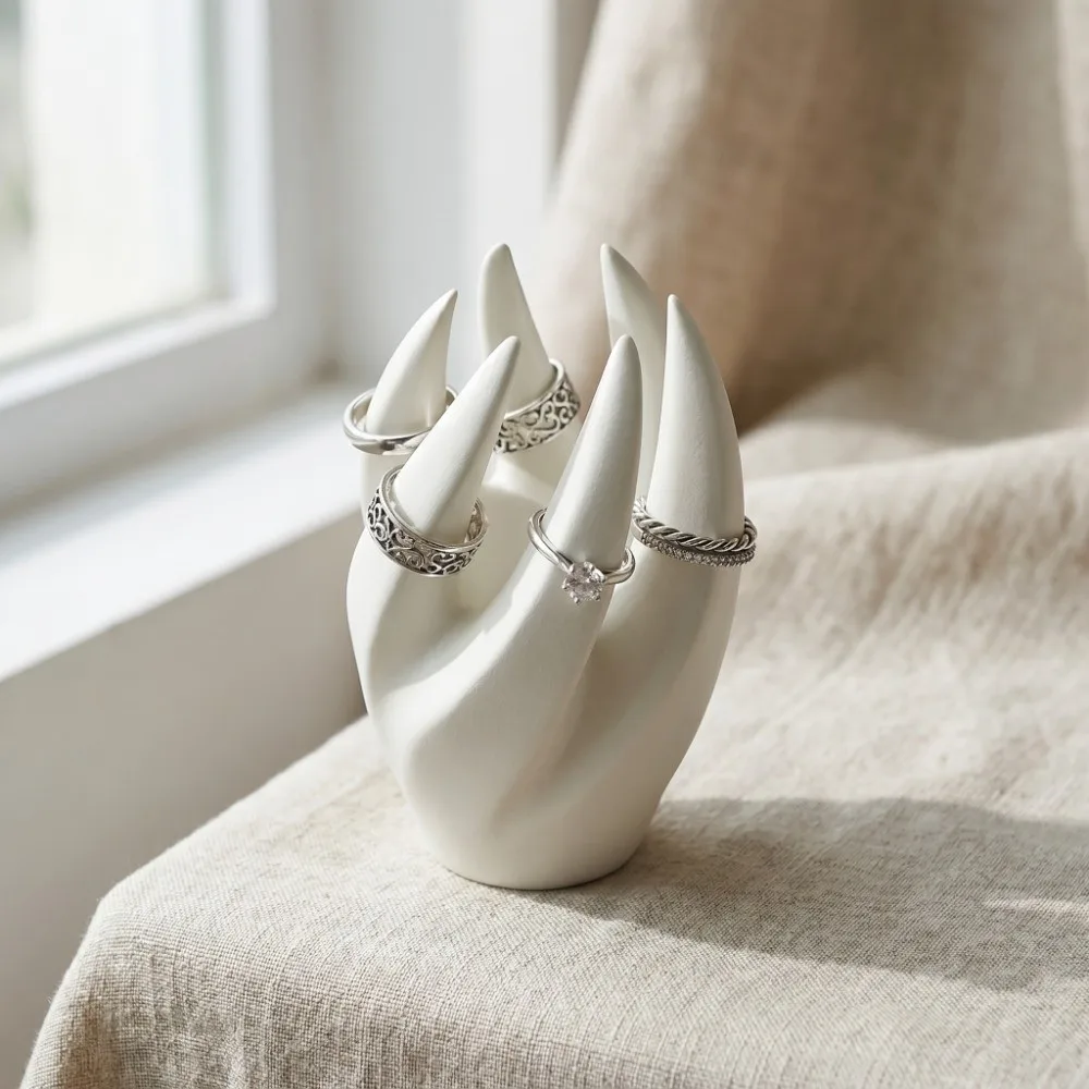 Ins Finger-Shaped Ring Storage Stand Creative Simple Necklace Holder 3D Printed Ornaments Jewelry Display Stand Home Decoration