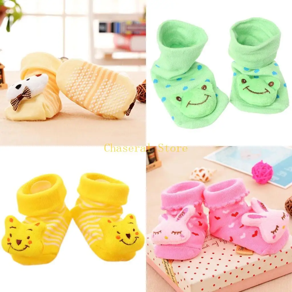 E7CE Baby Socks Anti-Slip Cotton Newborn Infant Cartoon Animal Slippers Unisex