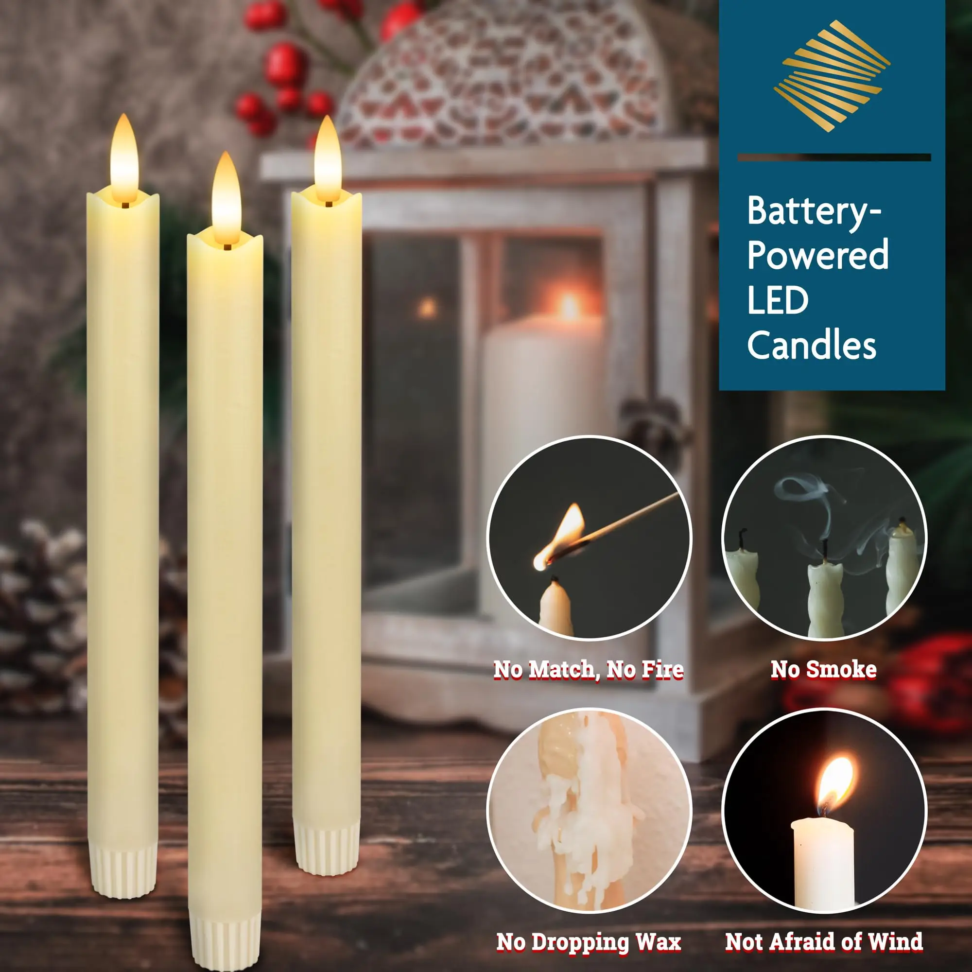 12-96Pcs LED Taper Candles Wedding Decor Candles Battery Operated Flameless Candle for Holiday/Church/Dining room/Party/Home ﻿