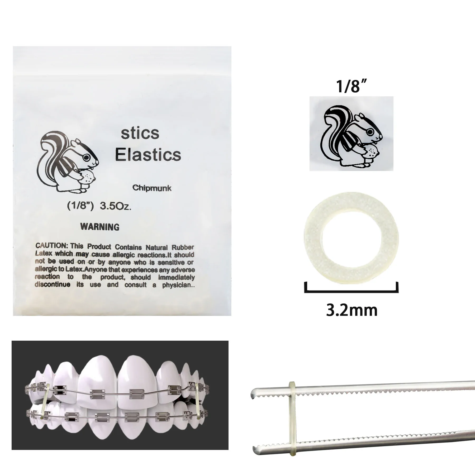 100Pcs WELLCK Dental Orthodontic Zoo Pack Elastics Rubber Bands High Quality O-Ring Latex Elastic Ligature Ties Braces