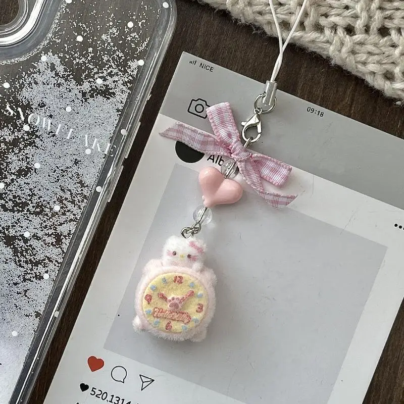 

Милый брелок Hello Kitty с флокированием, креативный кулон-подвеска для телефона, украшение для автомобильных ключей, аксессуар для рюкзака, подарок