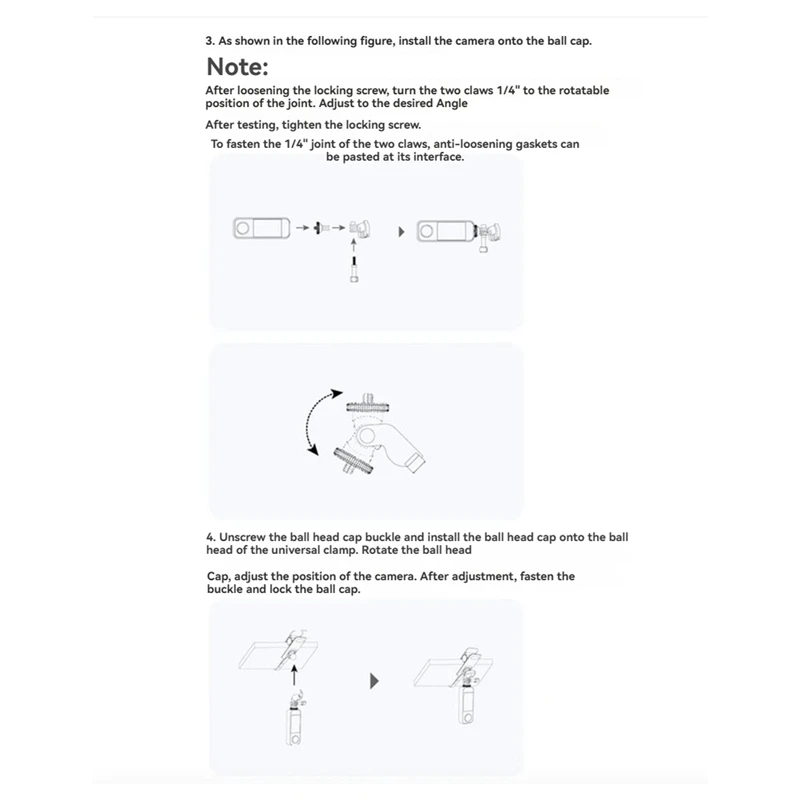 

Action Camera Swivel Clamp for X5 X4 X3 Pro 2 GO 3S Camera Accessories Universal Clamp-TCES