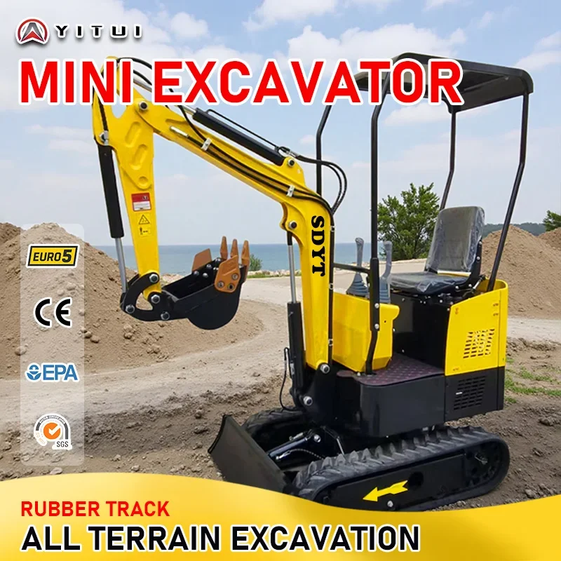 Europa Landbouw Minigraafmachine 1Ton Topkwaliteit Hydraulisch 1000kg Kleine Graafmachine Crawler Micro Graafmachine 1.2Ton Aangepaste prijs