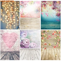 SHENGYONGBAO Digital Valentine Day Photography Backdrops Prop Love Heart Rose Wooden Floor Photo Studio Background  211215-02