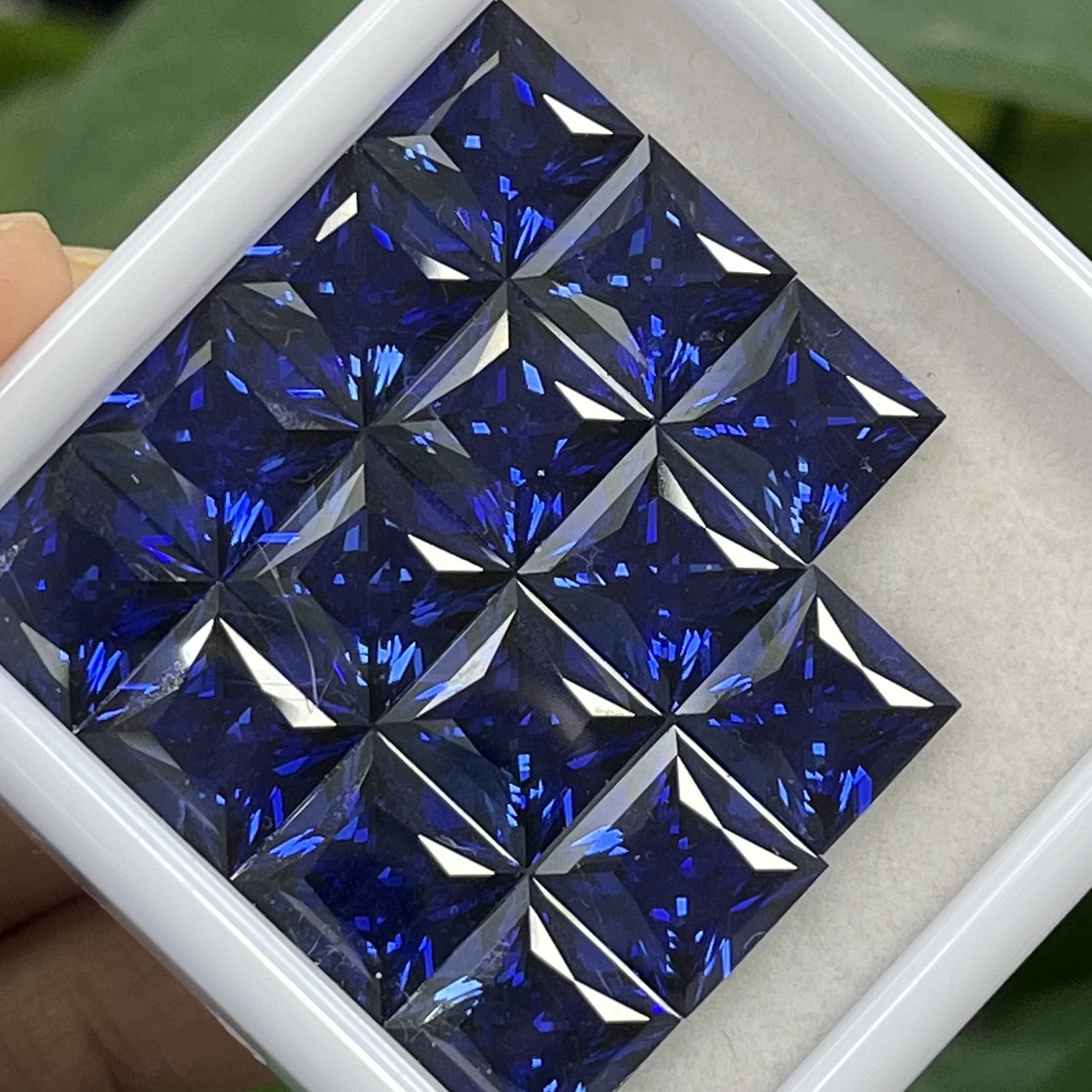 

1PC/Lot Ready Stock 8*8mm 9x9mm Lab Grown Princess Cut Royal blue Sapphire Stone