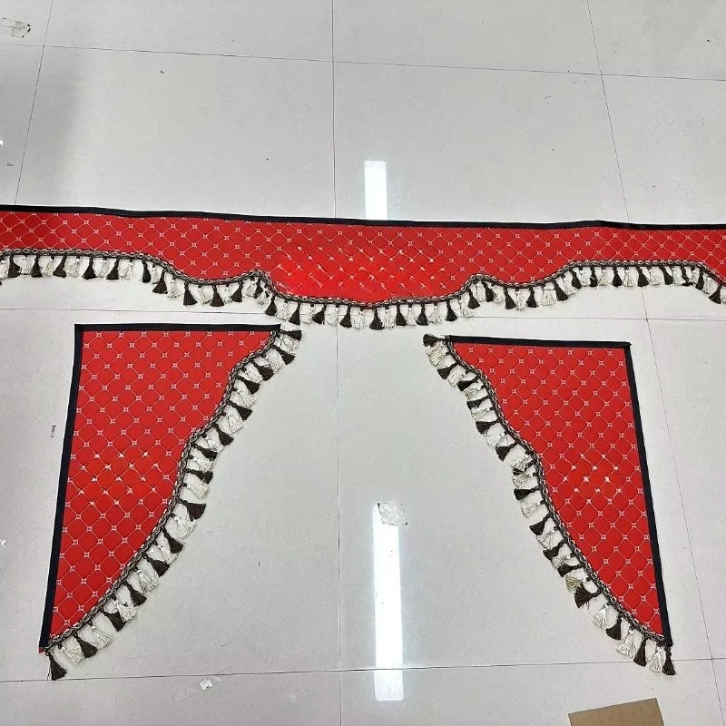 Truck Accessories Factory Direct Rownfur Luxury Interior Kits Model KC PVC 3 Pcs Full Set Curtains For DAF XF XG/HOWO/MAN view 3
