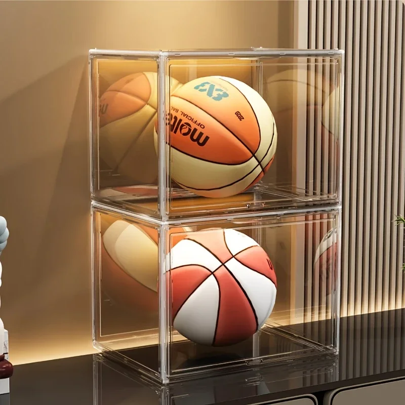 1/2/3pcs Set Acrylic Storage Bins with Magnetic Lids Transparent Stackable Organizer Motorcycle Helmets Display Case Collectible