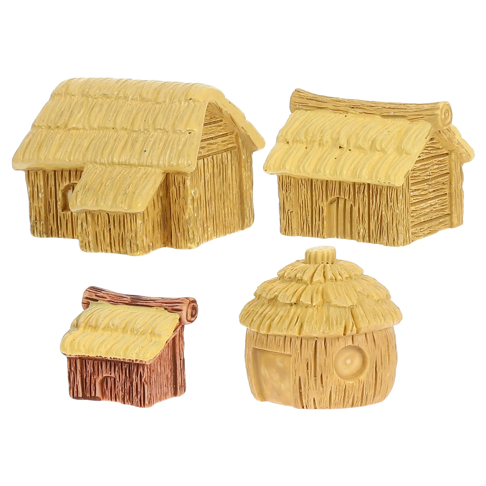 4Pcs Miniature Resin Cottage Houses European Style Tiny Home Decor Micro Landscape Fairy Garden Accessories Mini Yard Ornaments