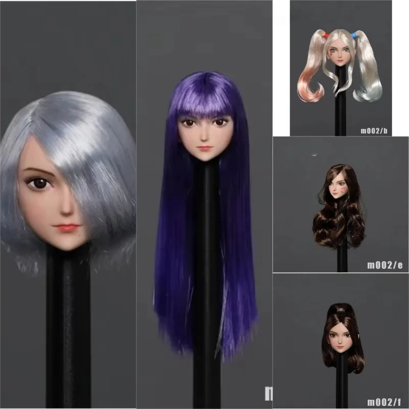 

M002 1/6 Scale Female Soldier Head Sculpt Beautiful Girl Head Carving Model for 12" Figures White Skin Doll Body