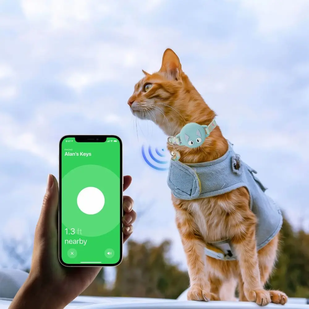

Luminous Effect Cat Positioning Collar Safety Buckle Cat Pattern Cat Location Tracker Protective Cover Silicone