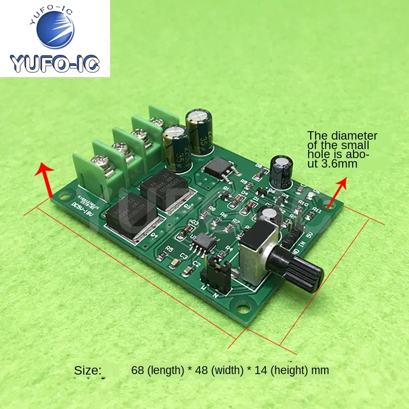 Free Ship 1PCS DC Motor Speed Controller DC5-18V Power Stepless Speed Control Board PWM Permanent Magnet Small Motor 15A