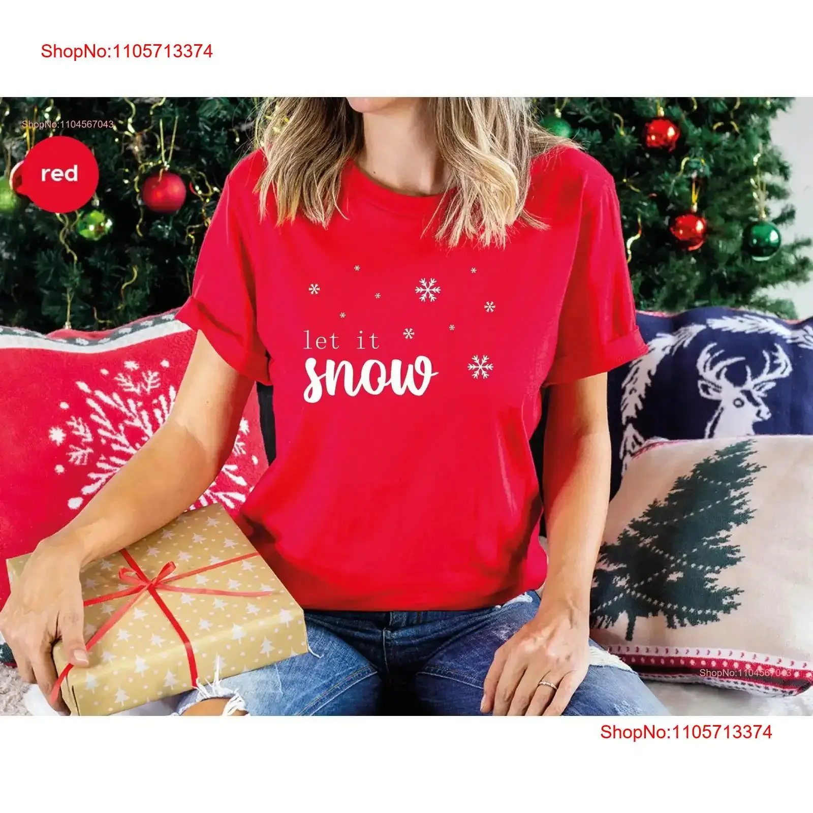 Let It Snow T Shirt Snowflake Christmas Festive Winter Holiday Cute for Women vintage Washed Top For Everyday Wear homme