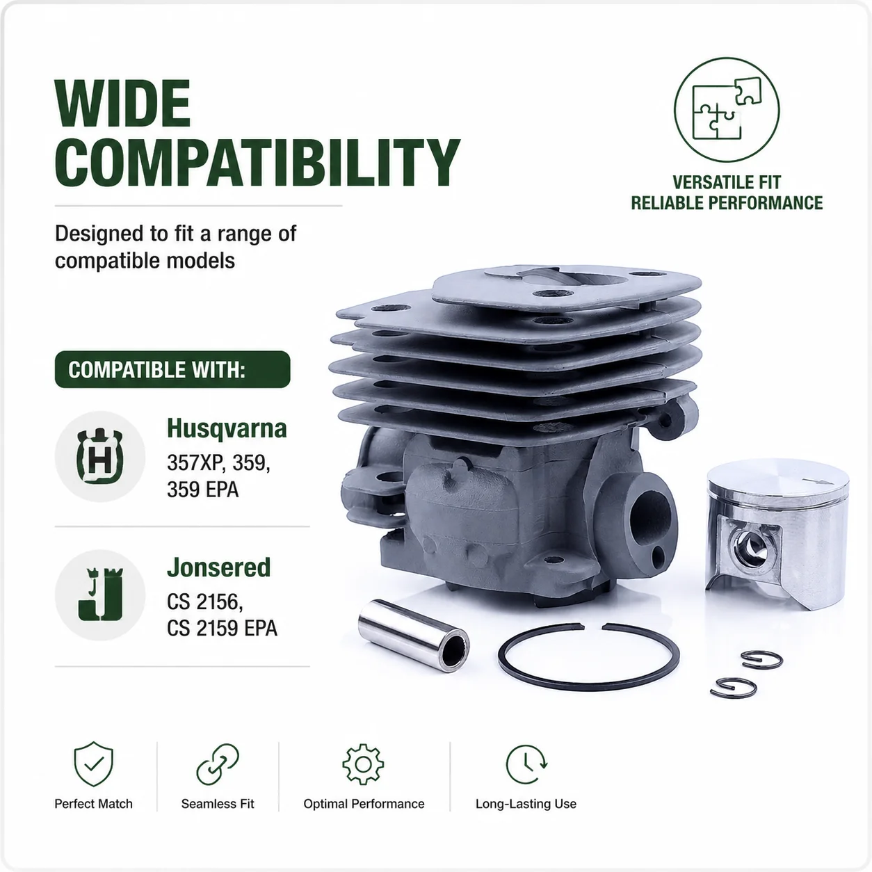 47mm Cyl Piston Kit Gasket Spark Plug Fuel Line For Husqvarna 359 357XP Jonsered 2156 2159 OEM 537157304 503978501 537 24 85 04