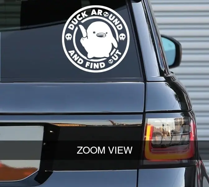 

1PC Duck Around and Find Out Decal – Indoor and Outdoor use | White Vinyl Sticker | Waterbottles Truck Window Laptop