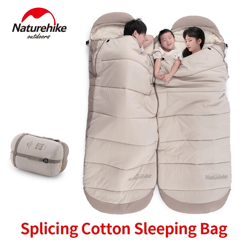 

Naturehike Splicing Cotton Sleeping Bag 1-2 Persons Envelope Widen 12℃~-4℃ Spring Autumn Quilt Outdoor Camping Sleeping Bag