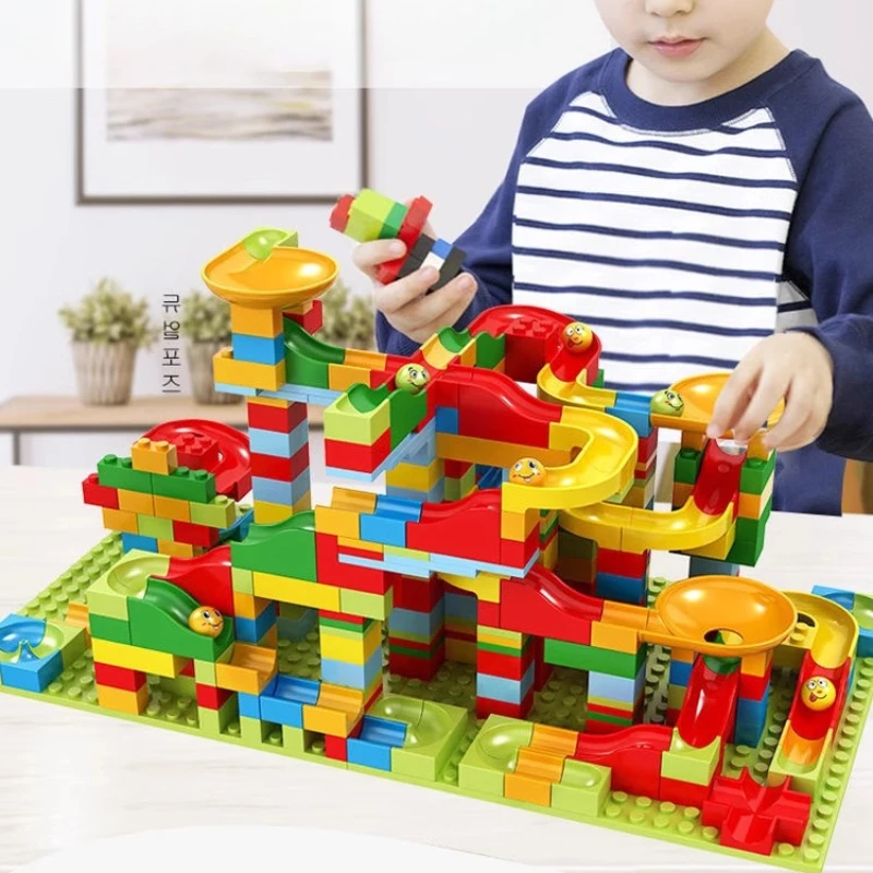 

Многодорожечные слайд-строительные блоки, обучающая игрушка-головоломка для детей от 3 до 6 лет, большие и маленькие кусочки из АБС-пластика, креативное развлечение по строительству своими руками