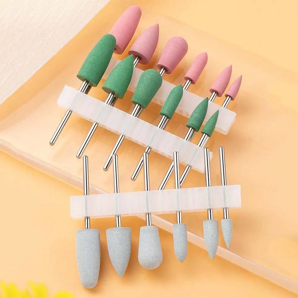 6Pcs/set Gel Polishing Removal Silicone Nail Polishing Head Nail Drill Gringing Silicone Nail Drill Bits