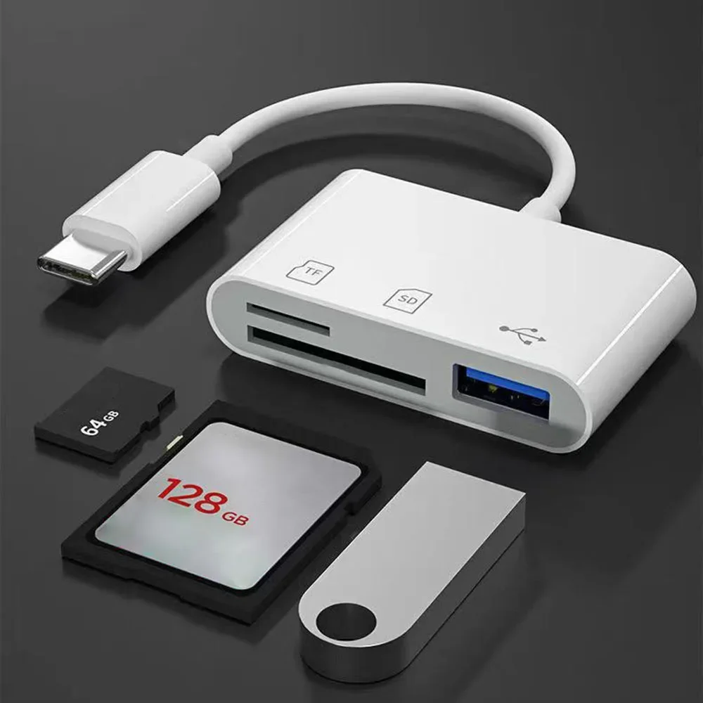3 In 1 SD TF Card Reader USB C Converter For iPad Tablet Android OTG Adapter USB Type C to Smart Memory Card Reader Adapter