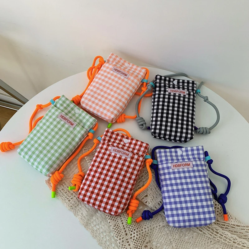 

Женские сумки через плечо в корейском стиле, клетчатые, в стиле Харадзюку, милые мини-сумки через плечо, портативные компактные сумки для хранения, сумки на плечо для девочек