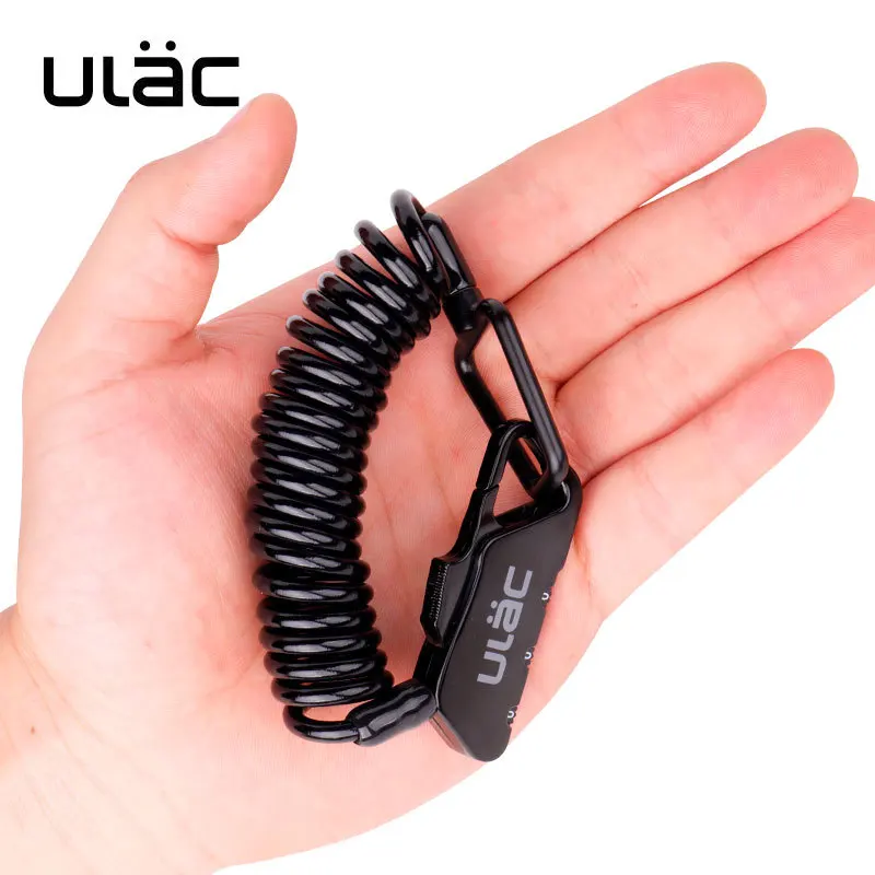 ULAC Bicycle Cable Lock 1.2m Extended Spiral Cable 3 Digits Combination Resettable Lightweight Size Portable Bicycle Equipment