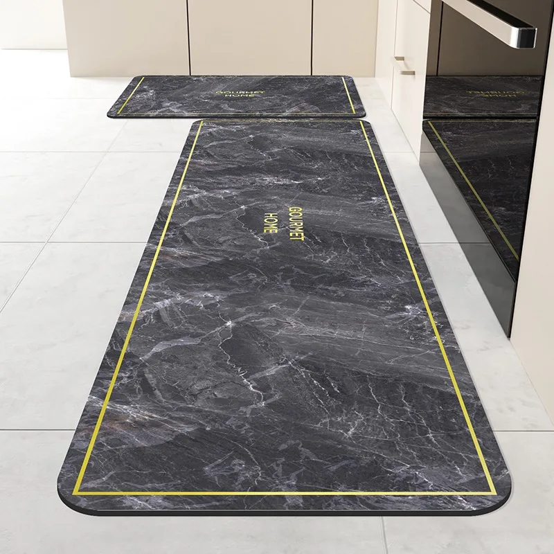 

Kitchen Rug Marble Pattern Floor Mat Waterproof Oil-proof Non-slip Carpet Leather Home Decoration Area Rugs Alfombra De Cocina