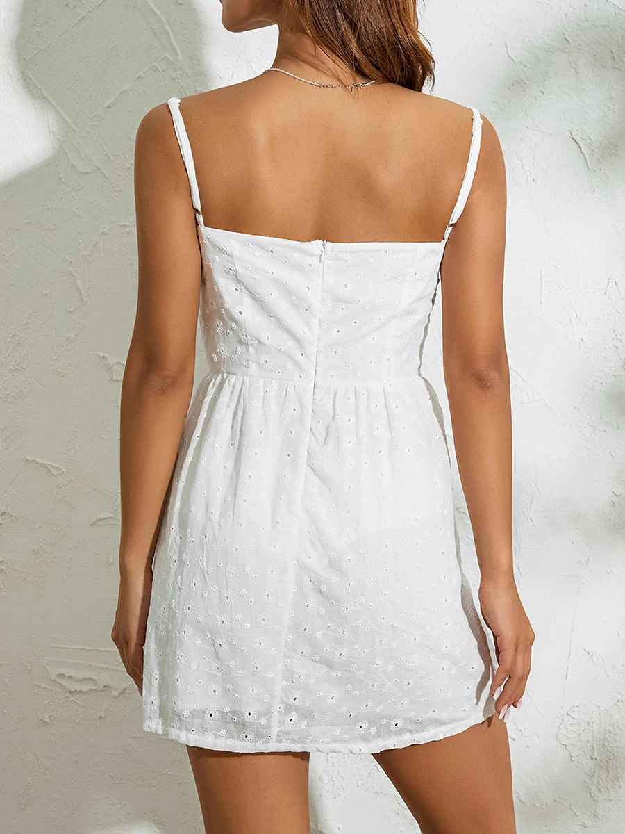 Damska sukienka z podszewką bez rękawów na ramiączkach w jednolitym kolorze w kwiaty Party Club Summer Spring Dress Club Street Style Hot Sale S M L