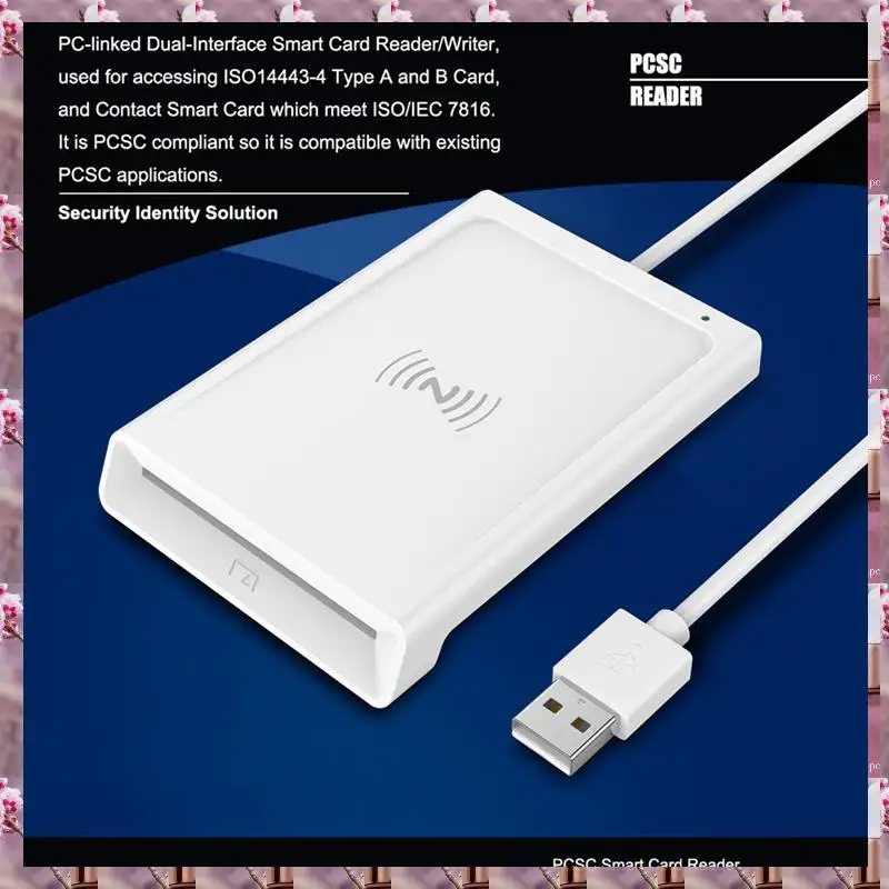 2025 Contact + NFC 2-In-1 Smart Card Reader PC-Linked Dual-Interface Smart Card Reader/Writer Contact PCSC Smart Card Reader,Con