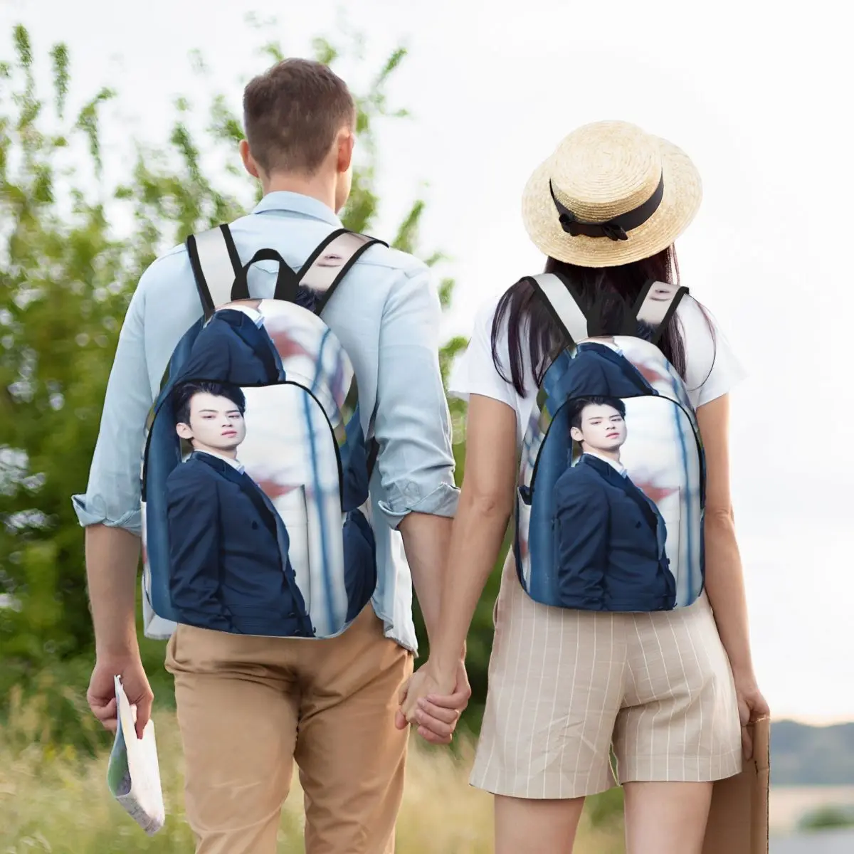 Astro In Suits Cha EunWoo Student Backpack School Bag Hiking Travel Daypack for Boys Girls Bookbag Shoulder Bags