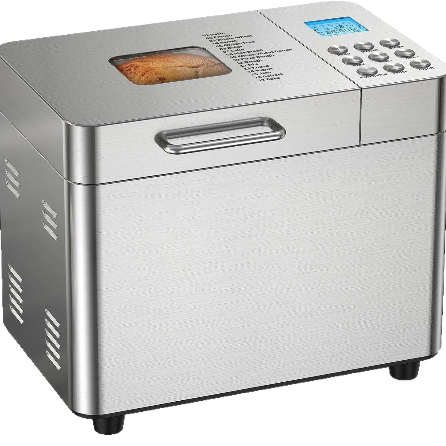 2026 Household Fully Automatic Stainless Steel Bread Machine Multifunctional Dough Kneading Fermentation Toaster Mixer