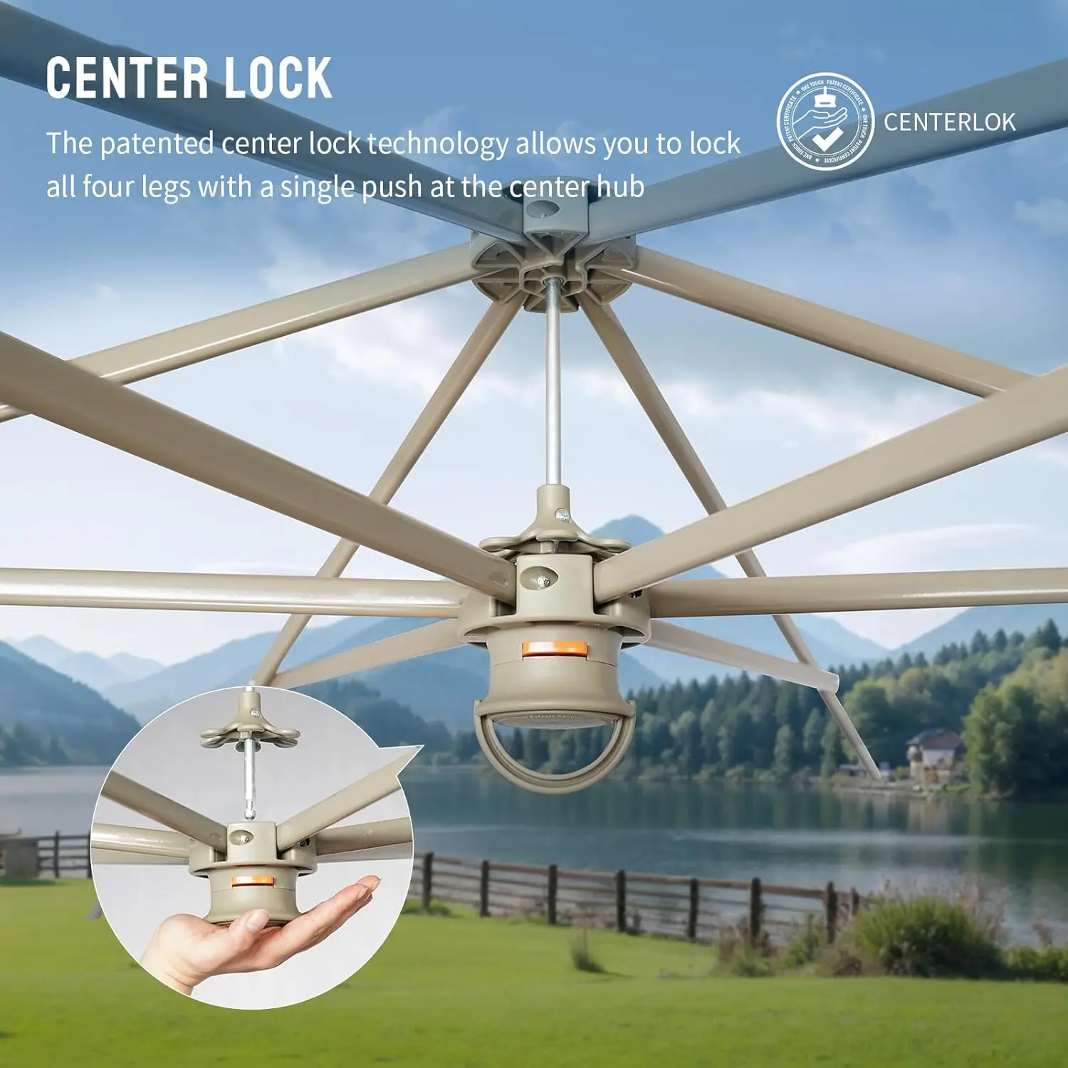 شرفة شرفة محمولة مقاس 13 × 13 قدم مع ناموسية، خيمة فناء مقاومة للأشعة فوق البنفسجية مكونة من 6 جوانب باللون البيج والقهوة