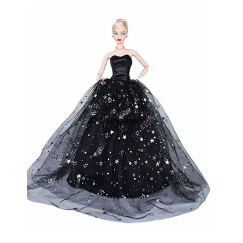 1/6 BJD Doll Clothes Black Star Sequin Wedding Dress For Barbie Clothes for Barbie Outfits Clothing Gown 11.5