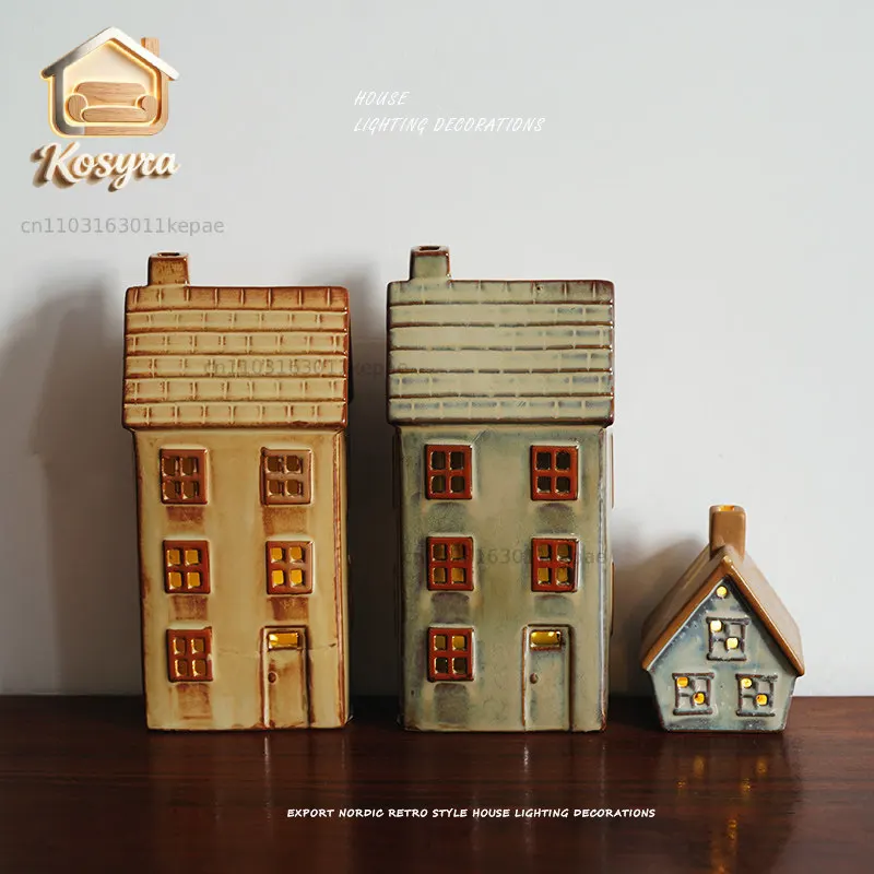 [Lighting Ornaments] Exported from Nordic and Danish vintage house-style ceramic desktop decorations, lighting atmosphere