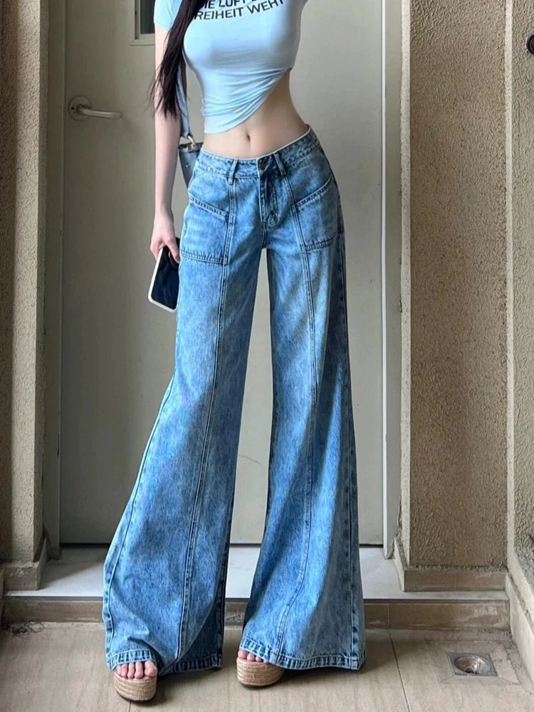 

American Retro Slim Women Jeans Fashion Street Loose Wide Leg Pants Female Chicly Tie Dye Autumn New High Waist Woman Jeans